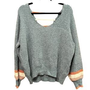 MM By My Michelle Knitted Sweater Puff Sleeves V-neckline Green Size 2X